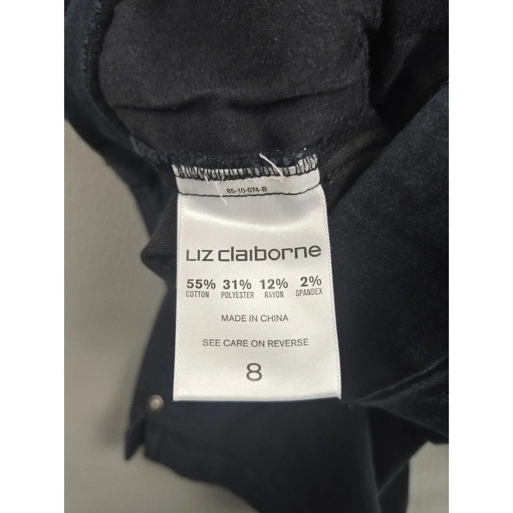 Liz Claiborne Classic Shorts Women 8 Black Pull On Stretch Denim Casual 7 Inseam